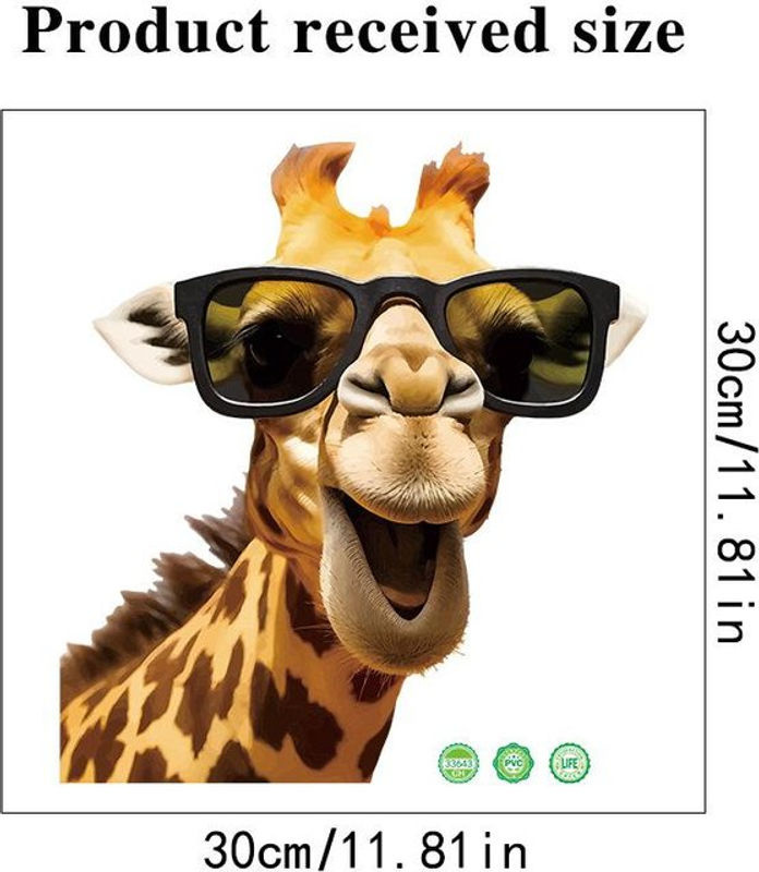 Selbstklebender Giraffe Wandaufkleber aus PVC für Kinderzimmer und Glasfenster von xianyi01, Breite: 30 cm, Höhe: 30 cm - Bild 6