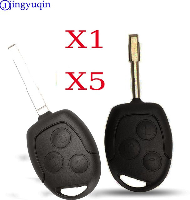 Jingyuqin Auto Schlüssel Gehäuse 3 Tasten Fernbedienung Abdeckung für Ford Focus Mondeo Festiva Fusion Fiesta KA in Schwarz - Bild 1