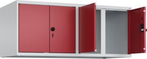 C+P Aufsatzschrank Classic PLUS mit 4 Abteilen aus Stahl in Lichtgrau und Rubinrot, B/T/H: 120 x 50 x 50 cm - Bild 1