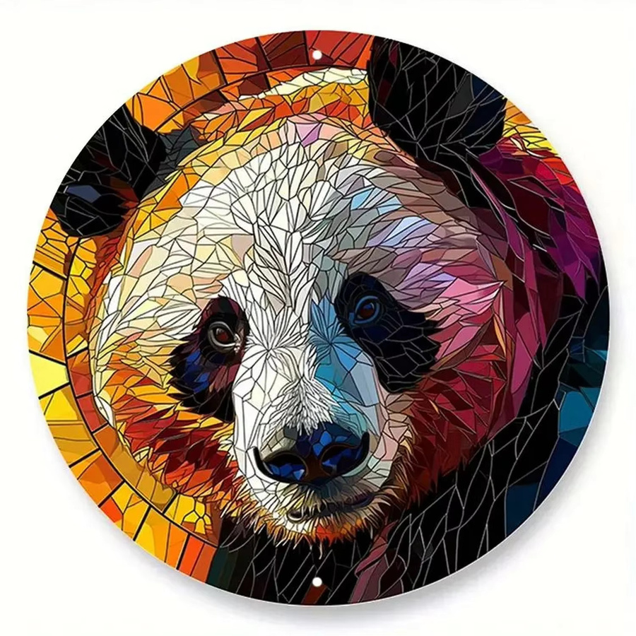 Potdemiel Retro Rundes Metallschild mit Panda Motiv, Mehrfarbig, Durchmesser: 20 cm - Bild 2
