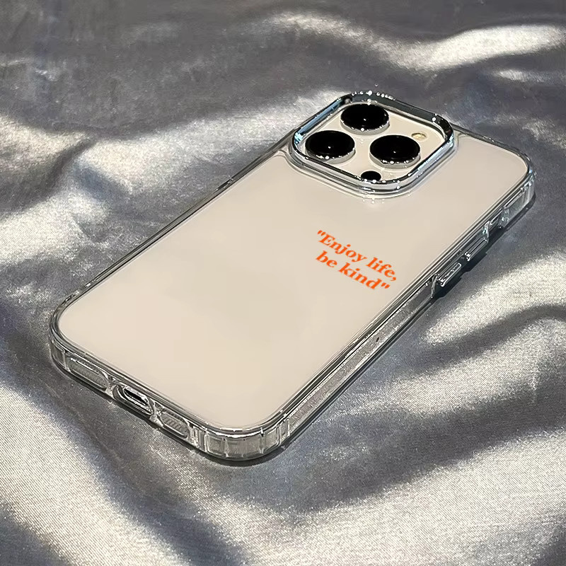 Transparente Apple iPhone Handyhülle mit minimalistischem orange-rotem Text-Print für iPhone 17, 16, 15, 14, 13, 12, 11 und Pro Max Modelle - Bild 2