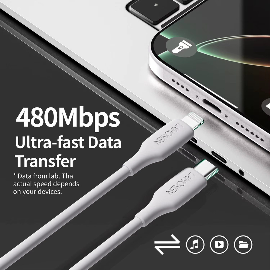 LAIHONEN USB-C auf Lightning Kabel mit Power Delivery, MFi-zertifiziertes Ladegerät für iOS Geräte, Länge: 1,8 m - Bild 3