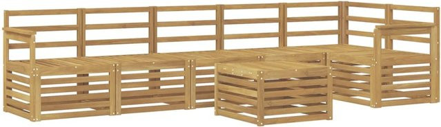 vidaXL Outdoor-Sofagarnitur aus Akazienholz in Weiß, 7-teiliges L-Shape Set mit Tisch und Sitzmodulen, B/T/H: 59 x 59 x 37 cm - Bild 1