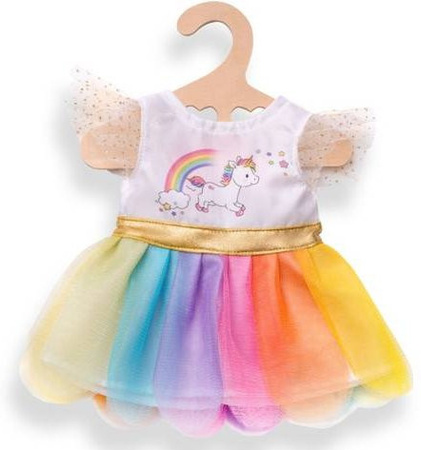 Einhorn-Kleid Henri für Mädchen mit Tüll und Regenbogenfarben in Gold, Größe 35-45 cm