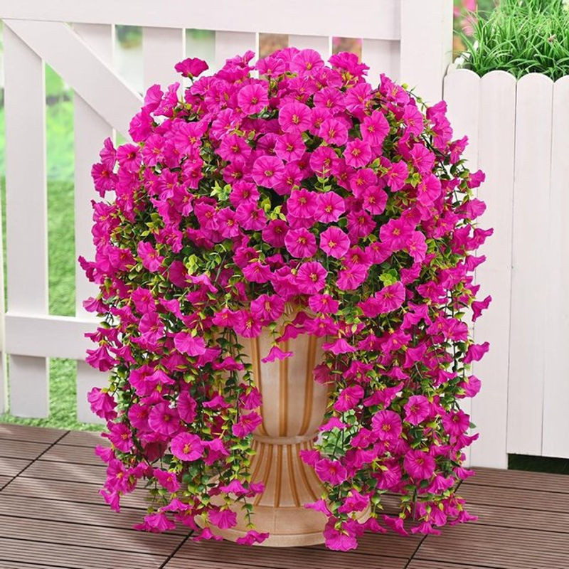 ZQCY Künstliche Blumenranke Morning Glory in Lila und Rosa zur Dekoration für Hochzeit, Garten und Innenräume - Bild 1
