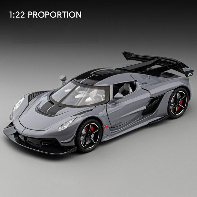 Linyi toy car Knsg Jesko Absolut One 1 Gemera Gt Supercar, Modellauto, Metall, 1:24, mit Licht und Sound, ab 14 Jahren - Bild 1