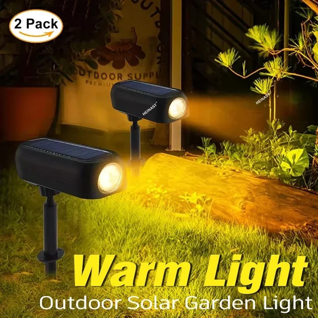 XIWANGFIRE LED Solar Außenbeleuchtung Schwarz mit Warmweißem Licht und 2 Modi für Garten und Wege - Bild 1
