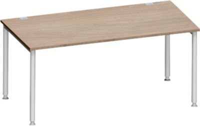 Schäfer Shop Genius Schreibtisch MODENA FLEX mit 4-Fuß-Rundrohr in Eiche und Weiß, Breite: 160 cm, Tiefe: 80 cm - Bild 1