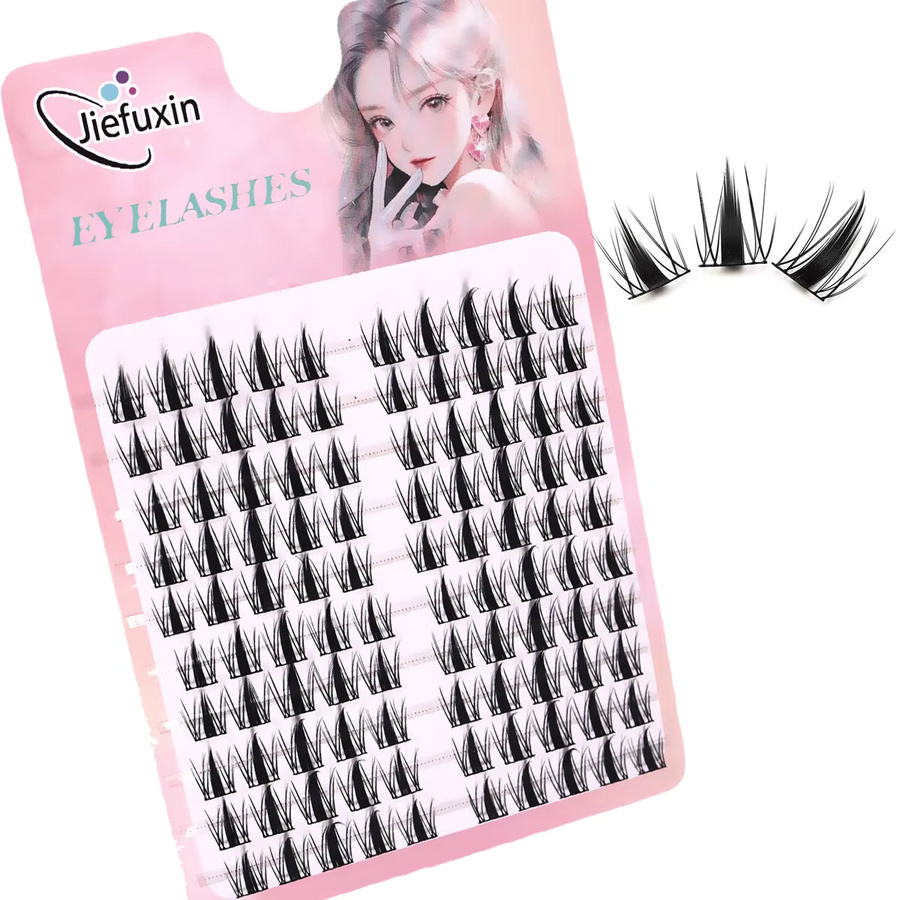JIEFUXIN Einzelstrang Wimpern, Schwarz, Natürlich, Unisex, 100 Stück - Bild 2