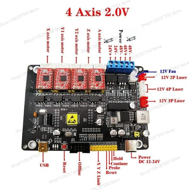 CNC 3018 GRBL 1.1 Controller mit 3-Achsen Schrittmotor-Steuerung und doppelter Y-Achse inklusive USB-Treiberplatine und Laserplatine - Bild 1