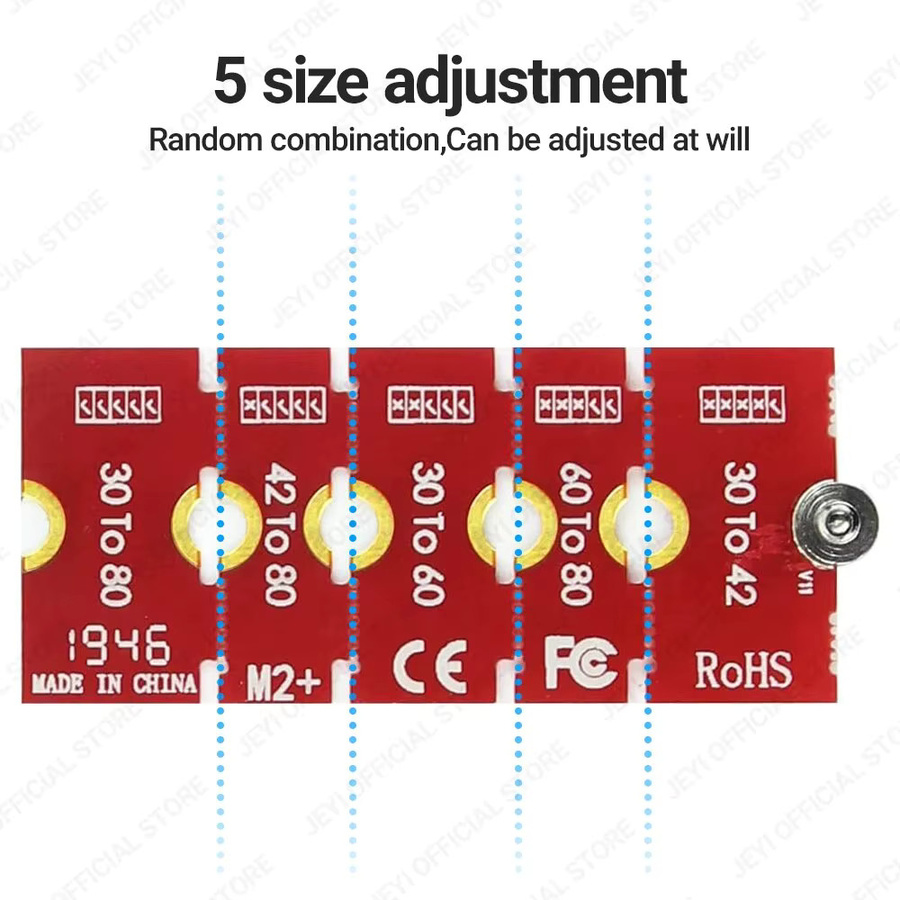 JEYI M.2 NVMe SSD Verlängerungshalterung in Rot für 2230 2242 2260 2280 Formfaktoren - Bild 2