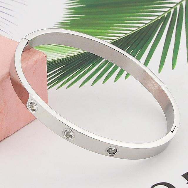 POMOiii Armband, Edelstahl, Gold, Zirkonia, Damen, 56-58mm - Bild 1