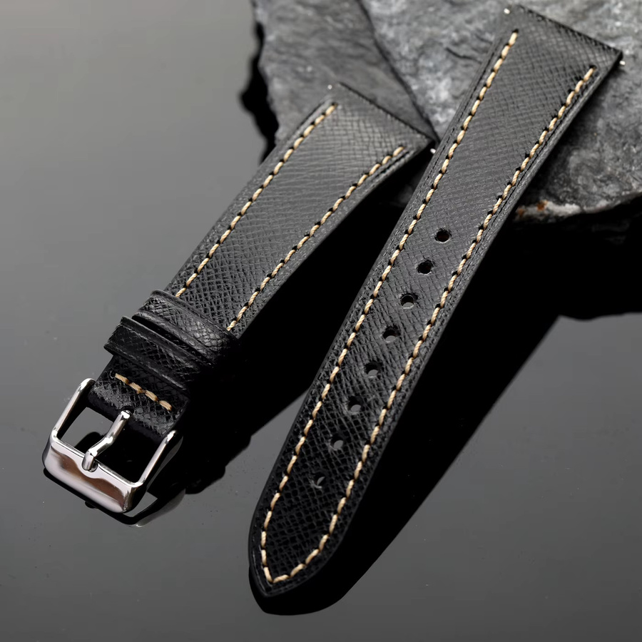 Raystray Uhrenarmband Leder, Schwarz, Herren, Vintage - Bild 2
