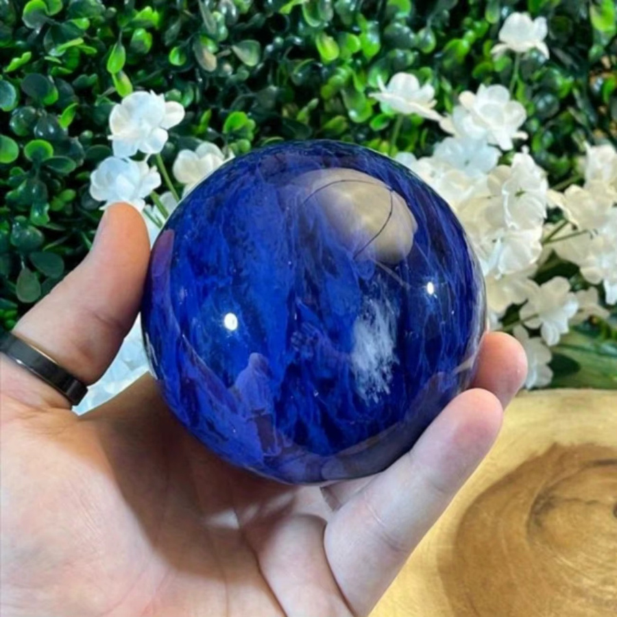 Blaue Schmelzkugel im böhmischen Stil von CrystalHola, polierte Steinverzierung in runder Form für deine Tischdekoration - Bild 5