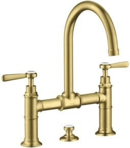 Hansgrohe Axor Montreux Zwei-Griff-Waschtischarmatur in Brushed Brass mit schwenkbarem Auslauf - Bild 1