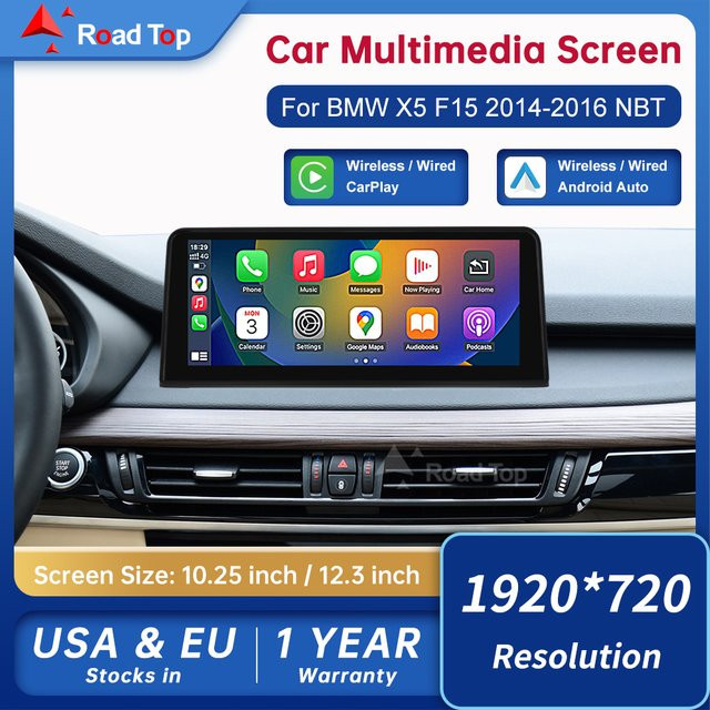 Road Top Multimedia-Player mit 10,25 Zoll Linux Display und GPS für BMW X5 F15 2014-2016 NBT EVO, Carplay Touchscreen, Schwarz - Bild 1