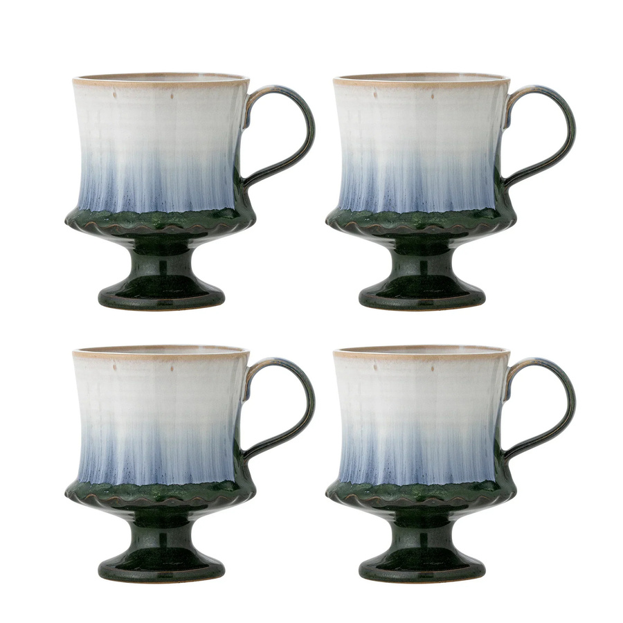 Bloomingville Becher-Set Odile aus Keramik in Blau und Grün, 4 Stück - Bild 1