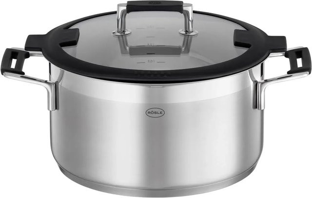 RÖSLE Kochtopf Silence Pro aus Edelstahl in Silber/Schwarz, Höhe: 19,0 cm - Bild 1