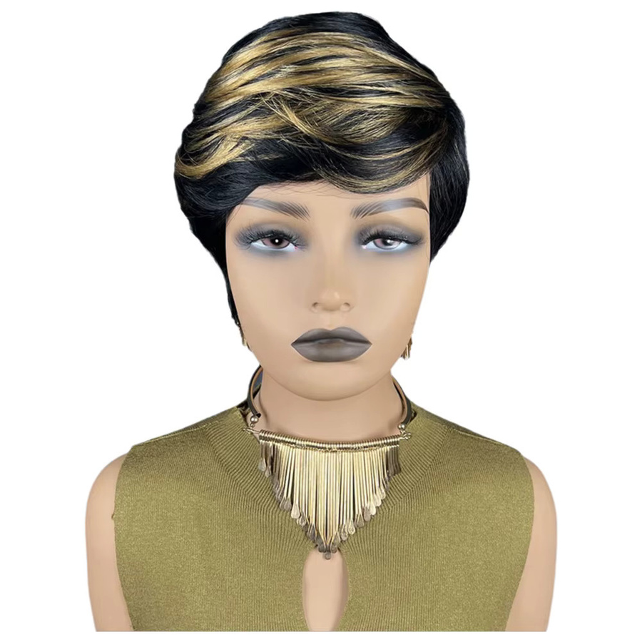 OYM HAIR Pixie-Schnitt-Perücke, Remy-Echthaar, Schwarz - Bild 2