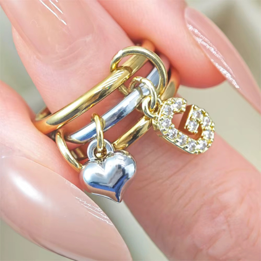 ZHOUYANG Ring Stapel Sets, Edelstahl, Gold, Zirkonia, Damen - Bild 2