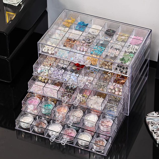 Transparente Nail Art Aufbewahrungsbox aus Acryl im Schubladenstil für Schmuck und Diamant-Werkzeuge - Bild 1