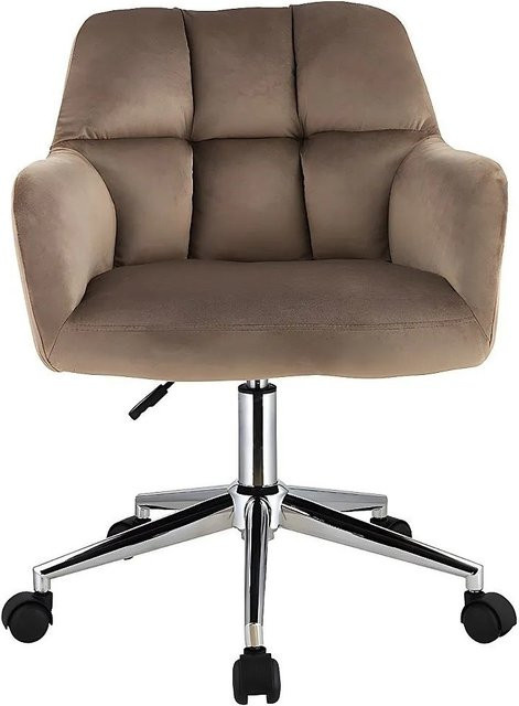 Vente-unique Bürostuhl Pega ohne Armlehnen in Beige mit Stoffbezug und Rollen - Bild 1