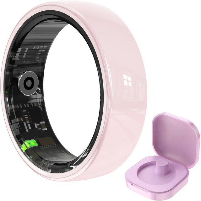 ZJM Mall Smartring für Damen und Herren mit Gestensteuerung, Gesundheits- und Schlafmonitor, Multi-Sport-Modus und 5ATM Wasserdichtigkeit, inklusive Ladeetui, Farbe: Rosa, Größe: 10 (20mm) - Bild 1