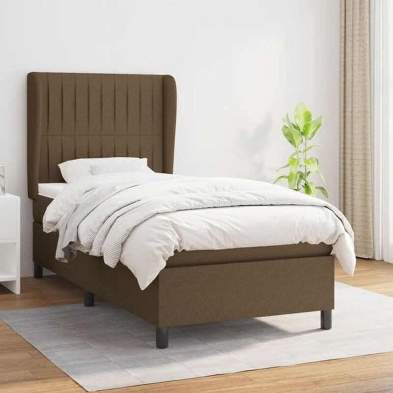 vidaxl Boxspringbett mit Matratze in Braun aus Stoff und Massivholz B/T/H: 80 x 200 x 118 cm - Bild 1