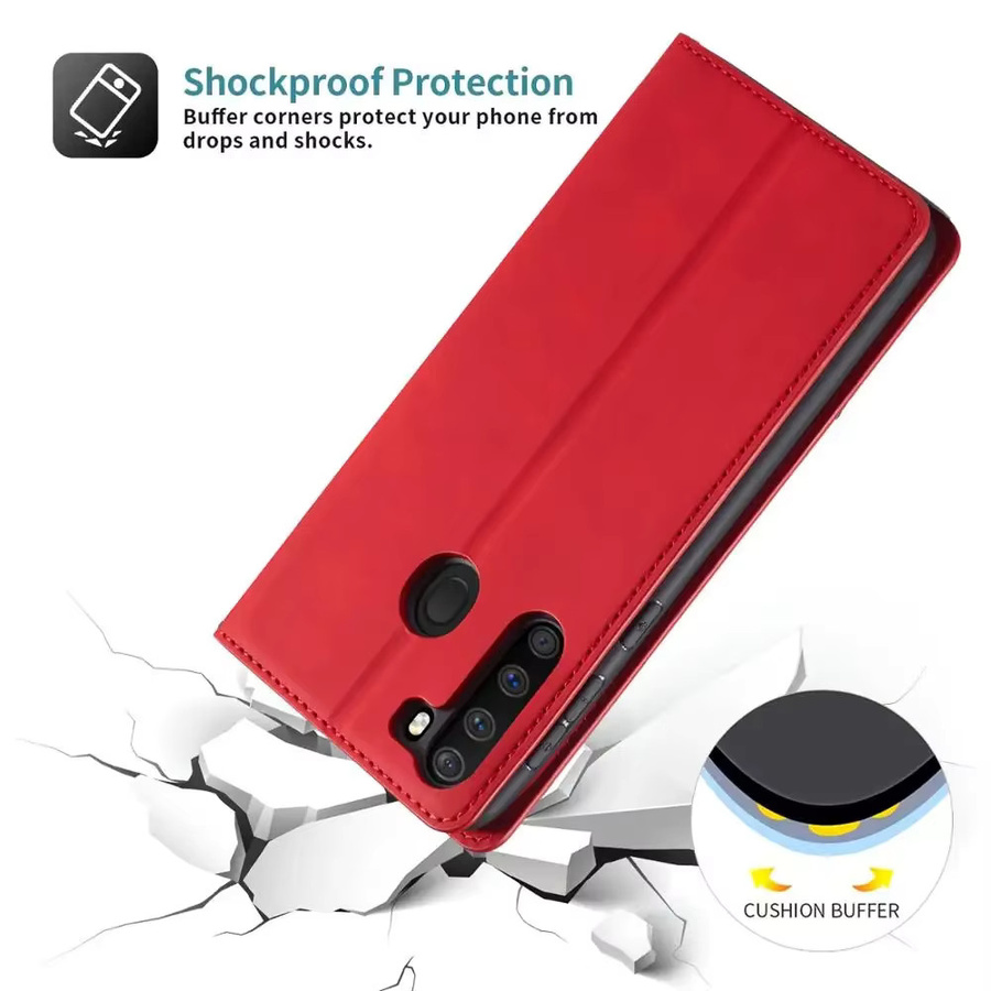 Leder Flip Case Brieftasche mit Standfunktion für iPhone Modelle in Schwarz und Rot von YBHNFOG - Bild 5