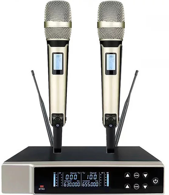 luxuglow UHF-Dual-Funkmikrofon Set in Schwarz für Bühne, Konferenzen und Karaoke - Bild 1