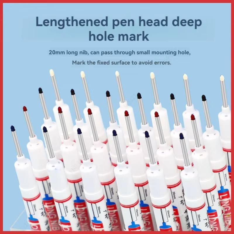 10er Set Markierungsstifte mit Federkopf für Metall und Holz, Blau, Permanent Marker mit 20mm tiefem Loch für präzise Perforation - Bild 2