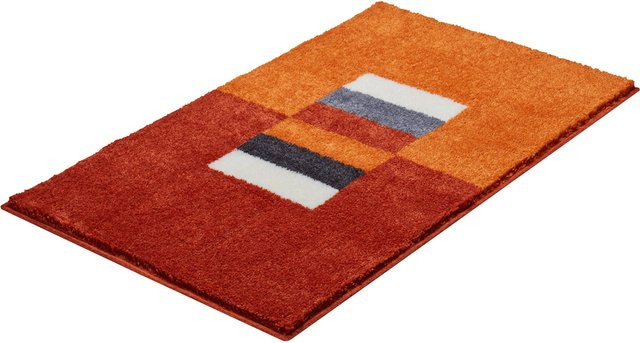 Rutschhemmende Badematte in Orange Multicolour mit Grafikdesign aus 100% Polyacryl, rechteckig und für Fußbodenheizung geeignet - Bild 1