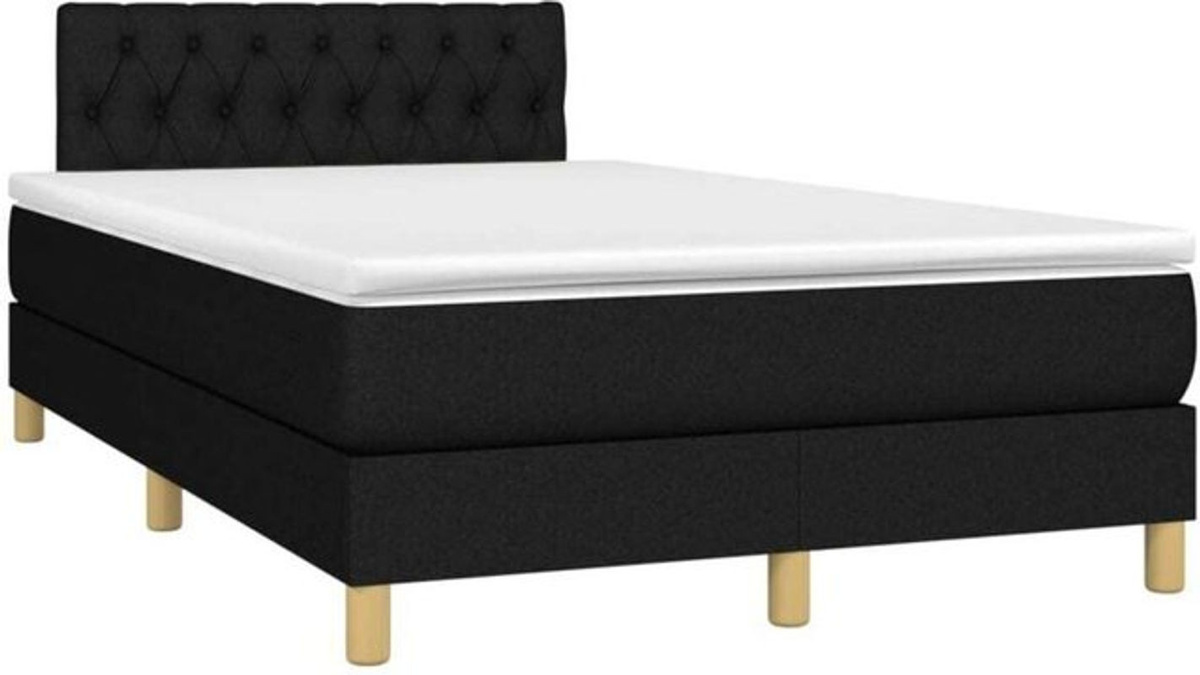 vidaxl Boxspringbett mit Matratze aus Stoff in Schwarz, B/T/H: 200 x 120 x 78 cm - Bild 1