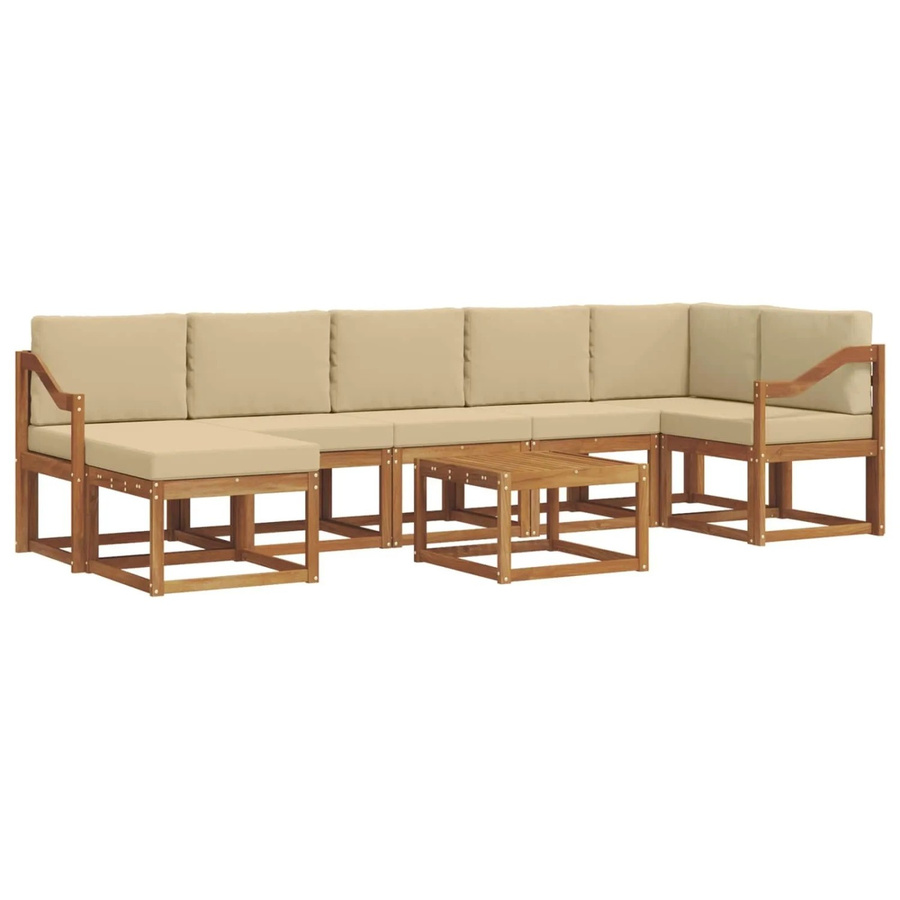 vidaXL Outdoor-Sofagarnitur 8-teilig aus Akazienholz mit Kissen in Natur und Beige - Bild 2