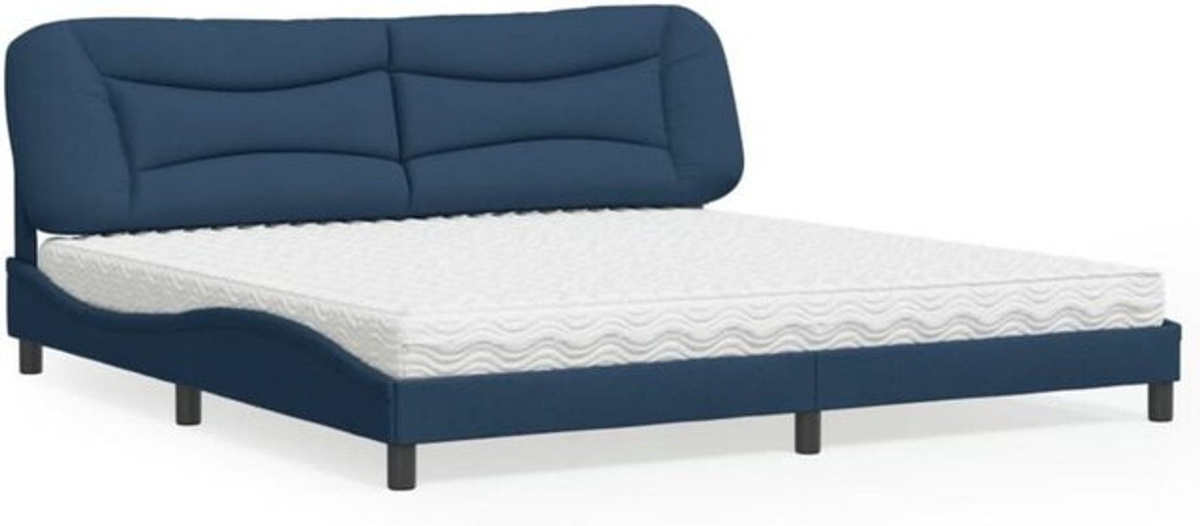 Modernes Polsterbett Hvar mit Matratze von Vidaxl in Blau aus Stoff und Metall, B/T: 200 x 200 cm - Bild 1