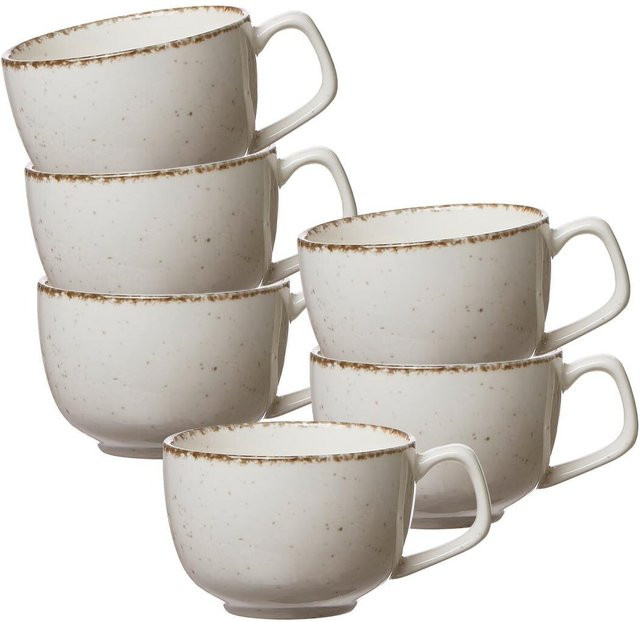 Ritzenhoff & Breker Kaffeetassen Casa aus Keramik, Weiß, 6er Set, 200 ml - Bild 1