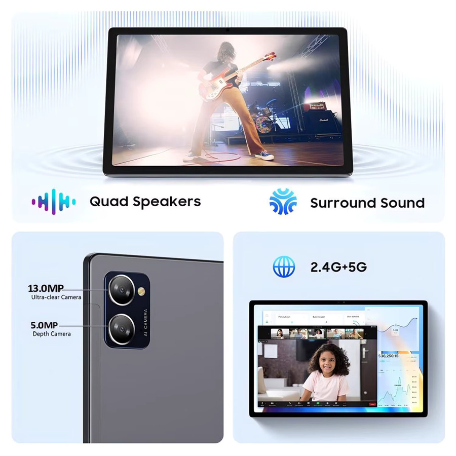 BDF 5G Tablet mit 10,36 Zoll Display, Android 13, 10-Kern Prozessor, 8GB RAM, 256GB ROM, Dual-SIM, WLAN und LTE, Farben: Blau oder Grau - Bild 3