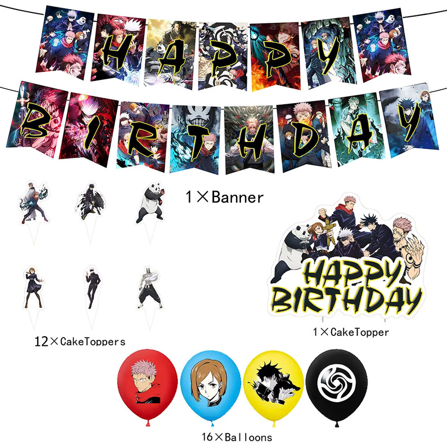 Jujutsu Gojo Satoru Party-Dekorationsset von Beast Kingdom mit Banner, Ballons und Tortendekoration in Mehrfarbig - Bild 4