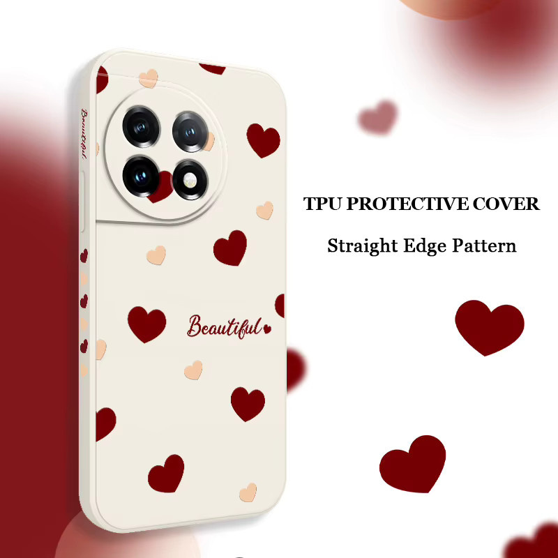 Heart Throbs Flüssigsilikonhülle für OnePlus 13 12 11 10 9 8 7 Pro 5G in Purple und White - Bild 2