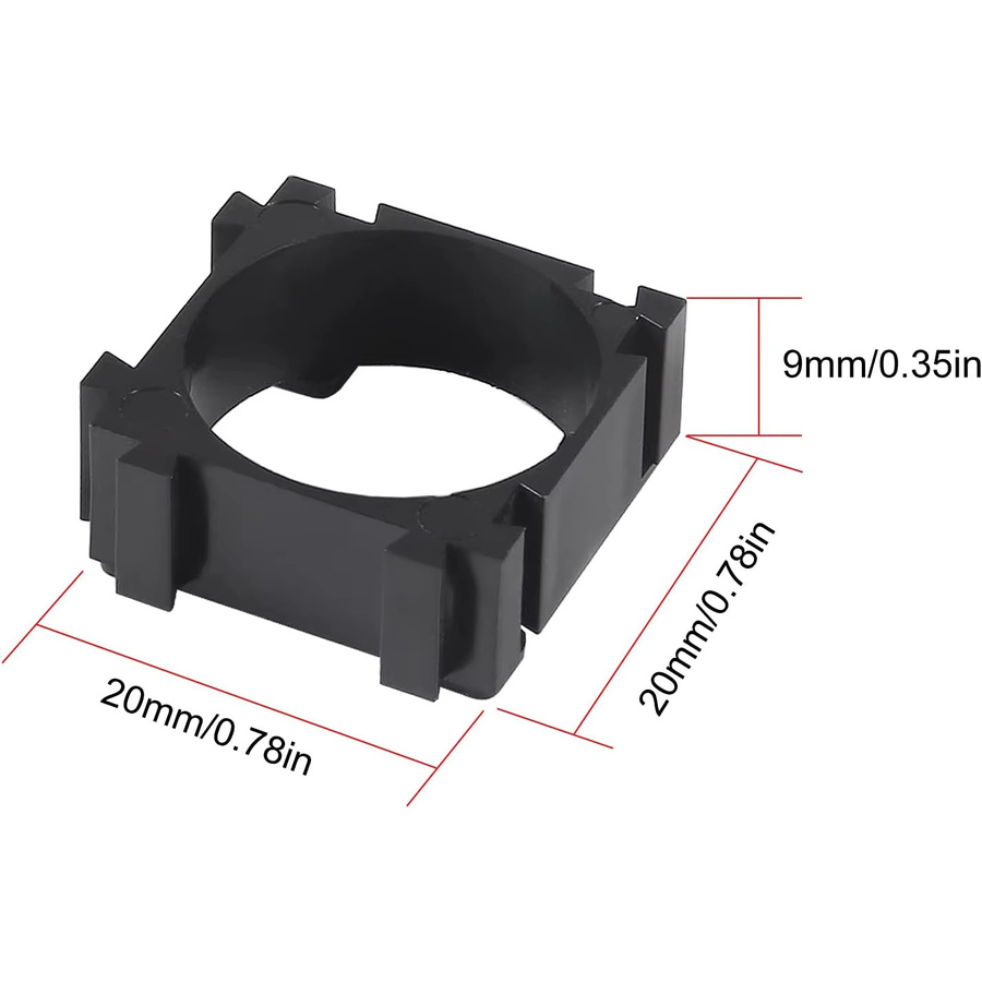 BRYNTHORX 100 Stück 18650 Lithium-Batteriehalter aus schwarzem Kunststoff, vibrationsdämpfende Zellenhalter für Li-Ionen-Batteriepacks - Bild 2