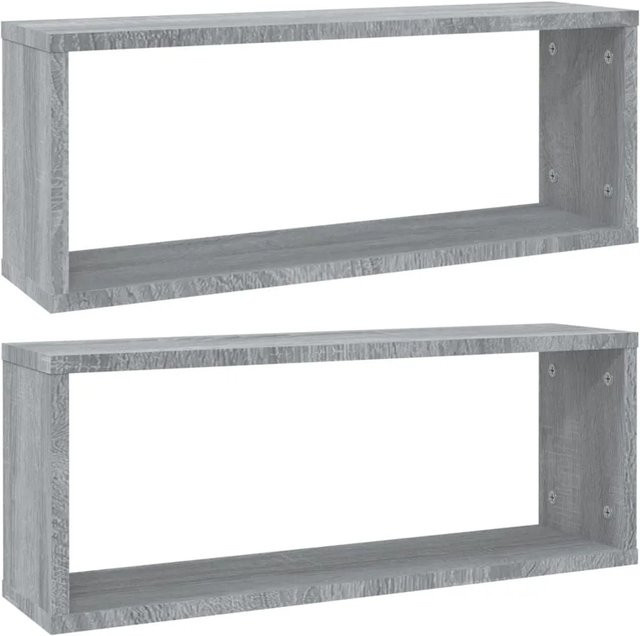 vidaXL Würfelregale 2er Set Grau Sonoma aus Holzwerkstoff, Wandmontage, B: 60 cm, T: 15 cm, H: 23 cm - Bild 1