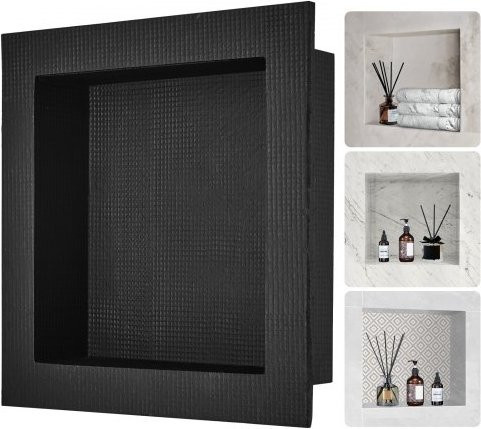 VEVOR Duschnische zum Befliesen in Schwarz, B/H/T: 40,64 x 40,64 x 10 cm, wasserdichte Wandnische für das Badezimmer - Bild 1