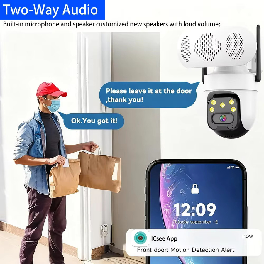 NINIVISION 5MP HD Outdoor PTZ IP Kamera mit Auto Tracking, Zwei-Wege-Audio und IP66 Wasserdichtigkeit, Weiß - Bild 2