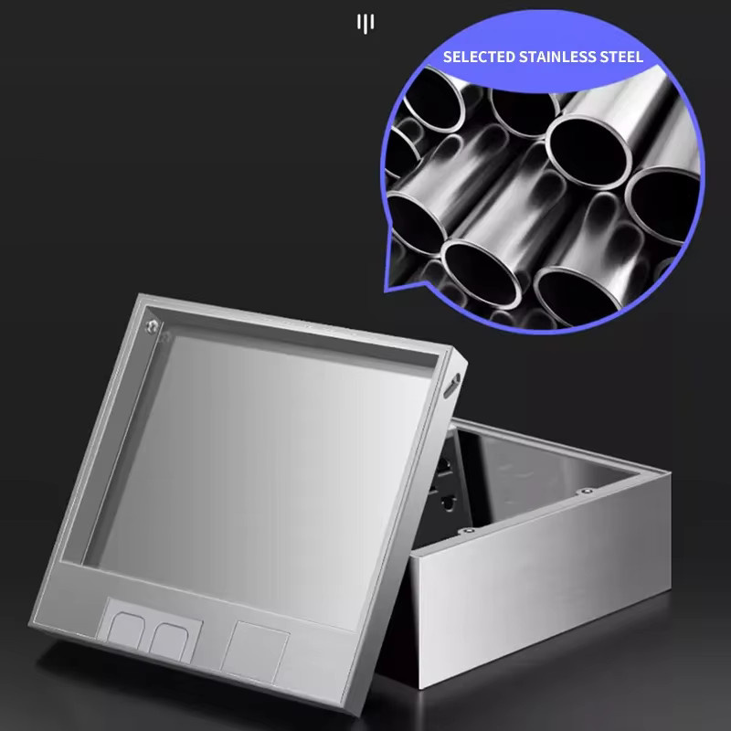 Ultradünne EU Flachbodensteckdose aus Edelstahl 304 in Silber oder Schwarz, wasserdicht und für den Einbau geeignet - Bild 2