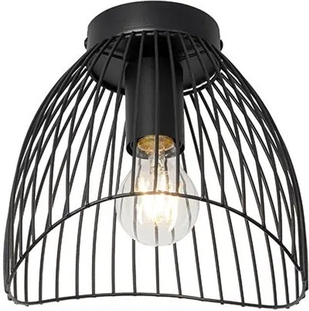 QAZQA Design Deckenleuchte Schwarz aus Metall mit Draht-Optik, dimmbar, E27, Durchmesser: 20 cm - Bild 1