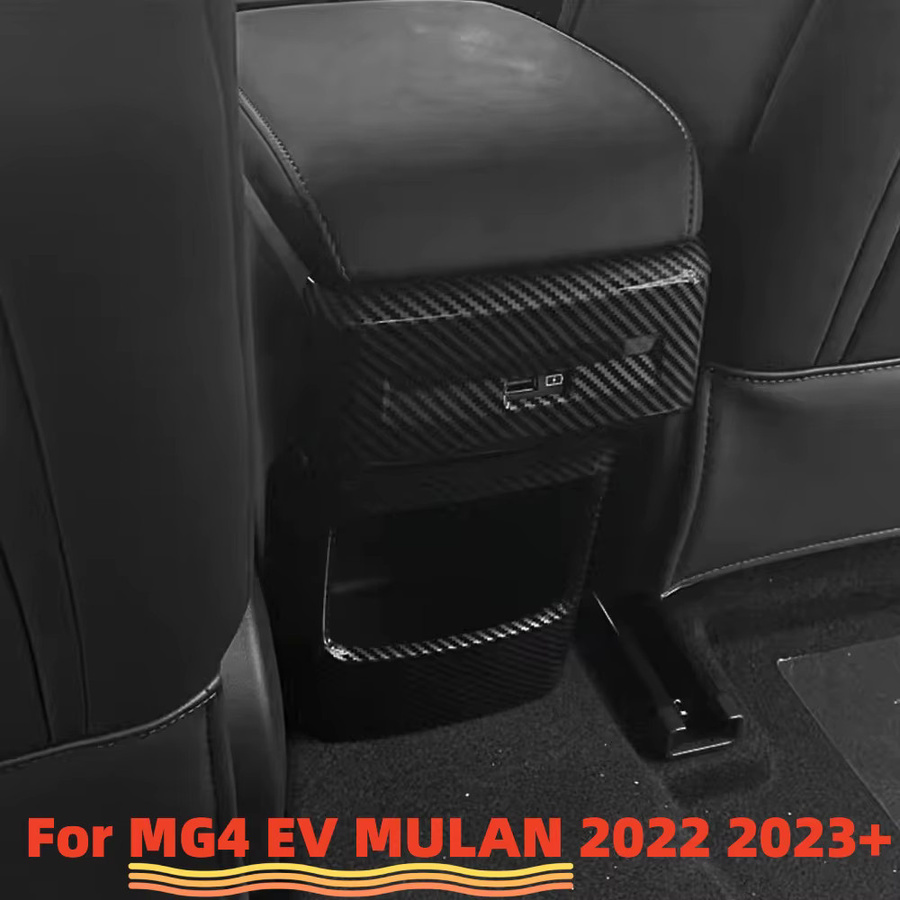 Carbon Klimaanlage Lüftungsabdeckung für MG4 Mulan MG4 EV 2022-2024 Hinten, Anti-Kick AC Vents Panel Schutzrahmen, Schwarz - Bild 3