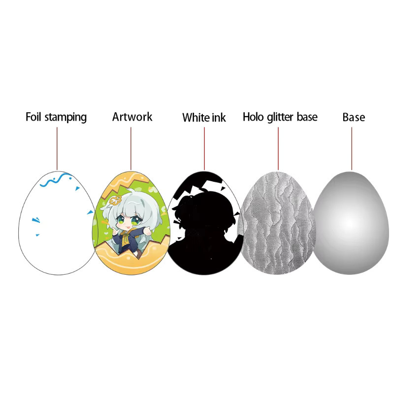 Bomaijie Brosche, eiförmig, glitzer, holographisch, Unisex - Bild 2