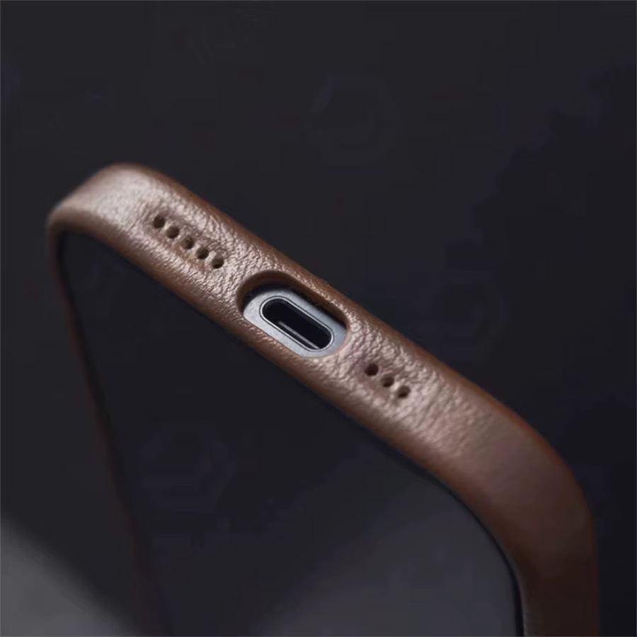 JONEHEN MagSafe Schutzhülle aus Crazy Horse PU Leder für iPhone 16 Plus, 15, 14, 13, 12 Pro Max, magnetisch und stoßfest, in Gold oder Braun - Bild 4