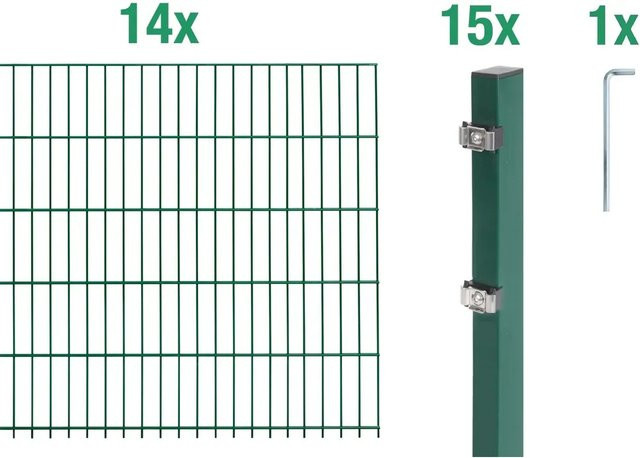 Metallzaun Doppelstabmatte Grund-Set aus Stahl, grün beschichtet, B/H: 200 x 120 cm - Bild 1