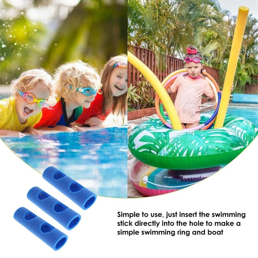 CosyHome Schwimmstangen-Verbinder aus EPE-Schaumstoff mit 2 Kreuzlöchern, 3 Stück, Blau - Bild 2